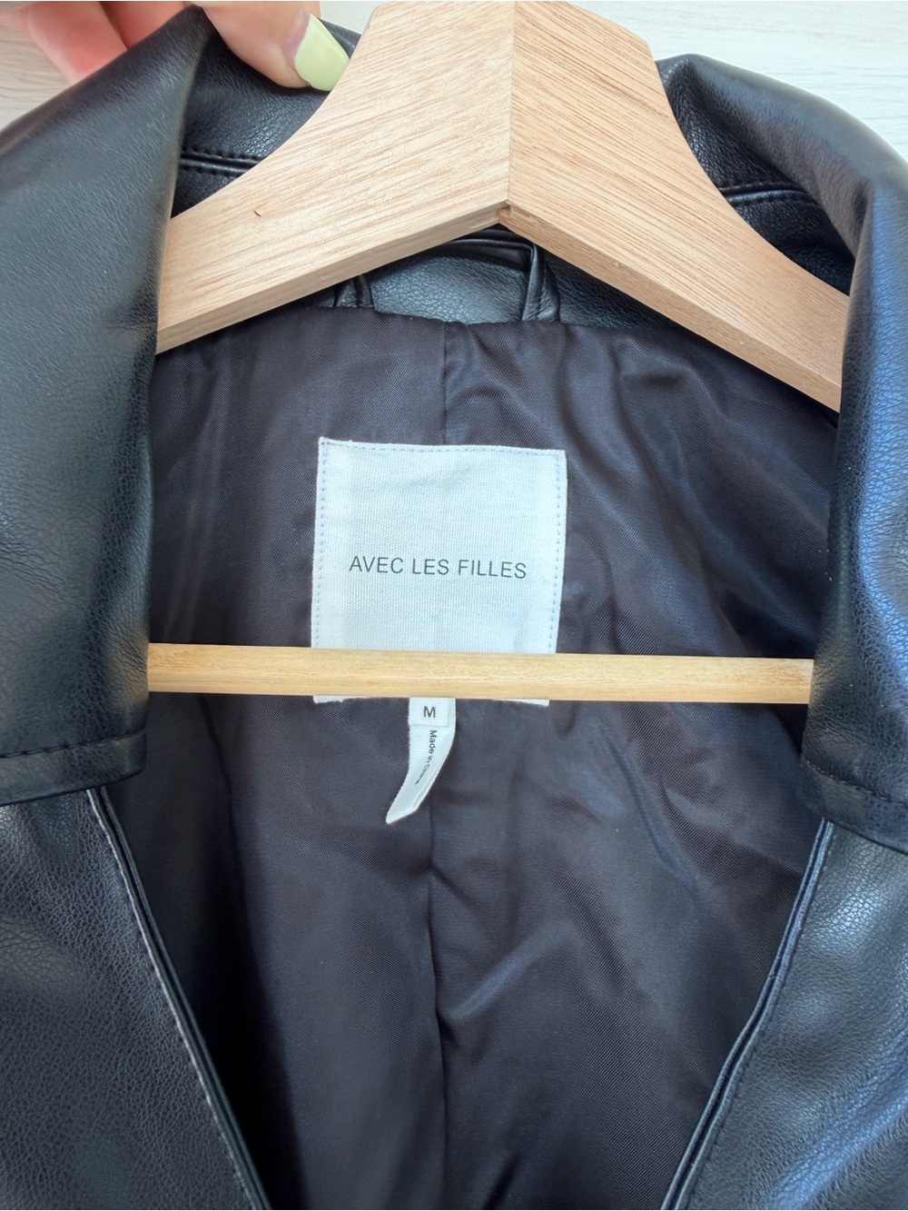 Avec Les Filles Black Leather Zip-Front Jacket - Picture 5 of 6